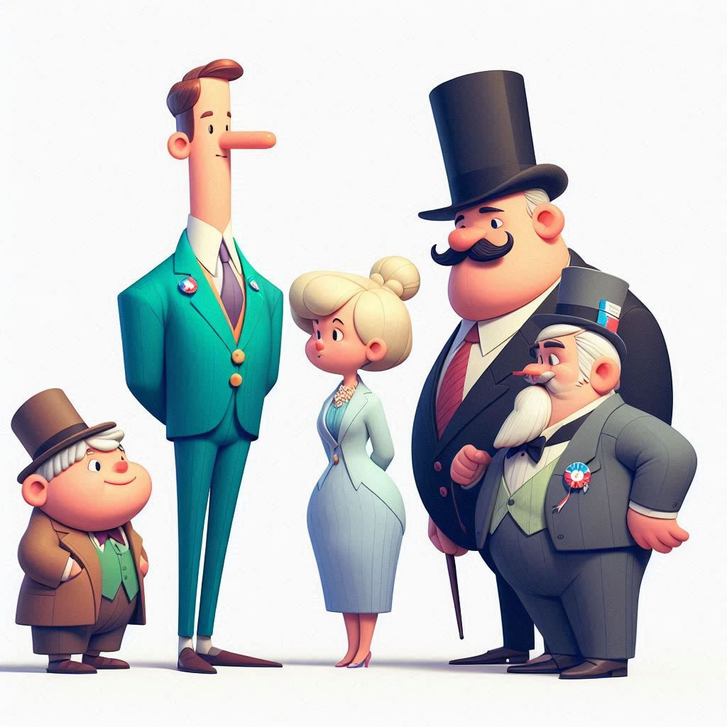 cartoon of various characters representing political candidates